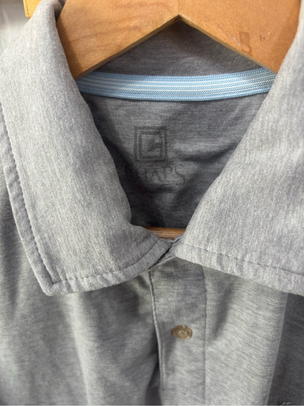 Chaps Polo Shirt Mens Size Medium Gray‎ Heather Logo Active Soft Mens Top - Picture 7 of 7
